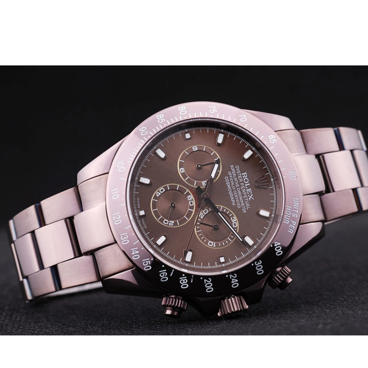 AAA Replica Watches Brown Copper Bezel Dial Steel 7477 Rolex Daytona Stainless 0527